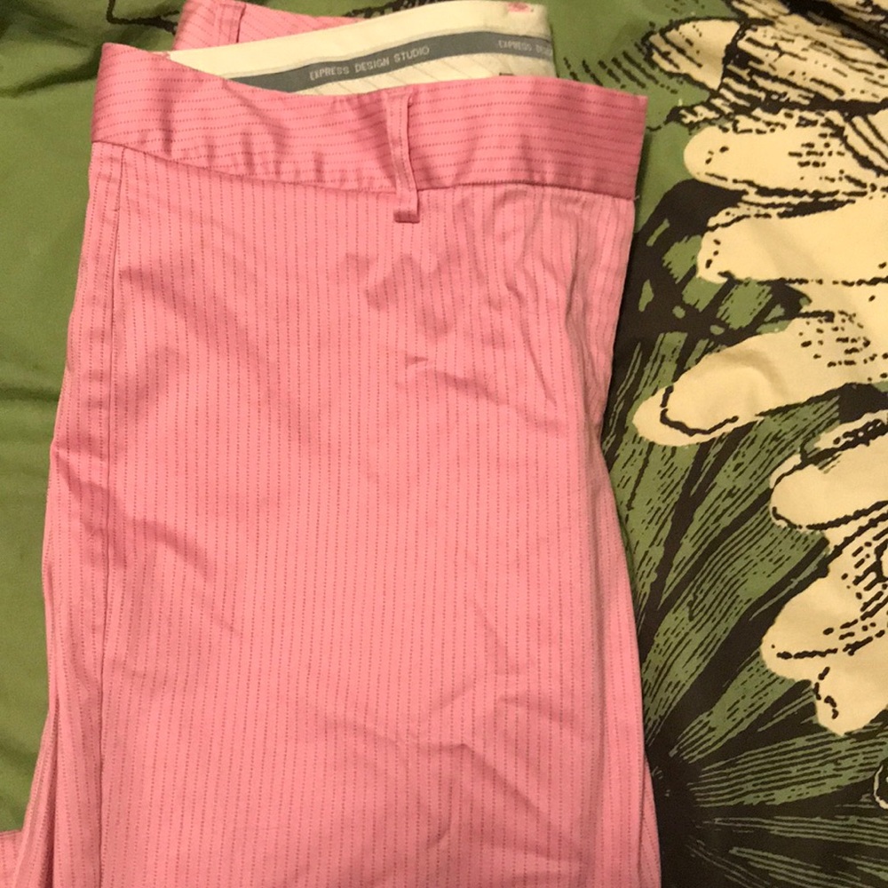 Pink pinstripe express editor pants NWOT